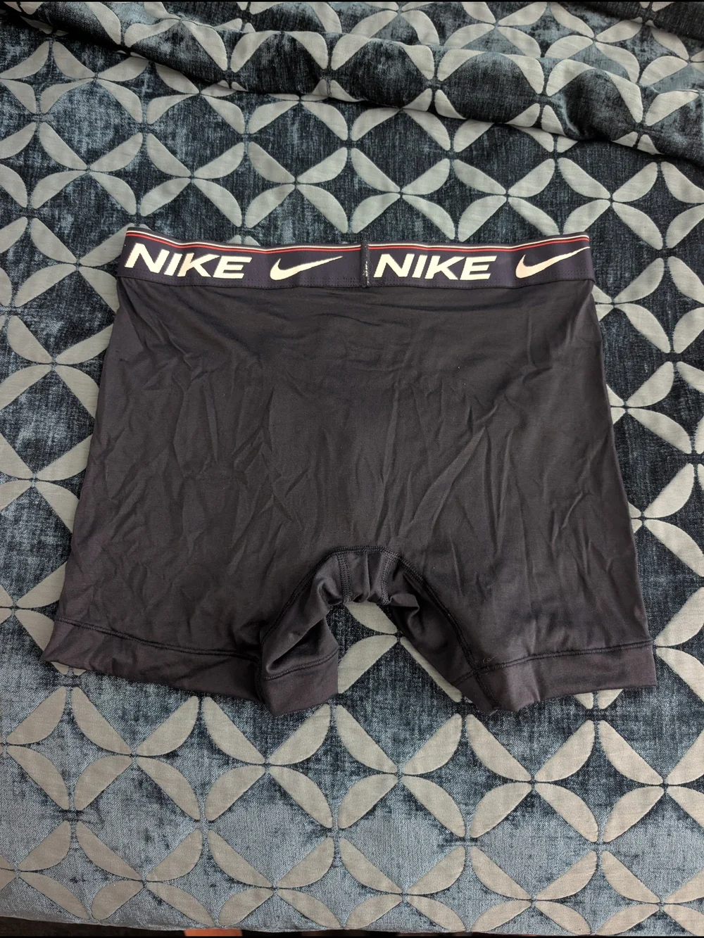 Nike Navy Boxer Briefs with Red Logo and White Waistband Accents